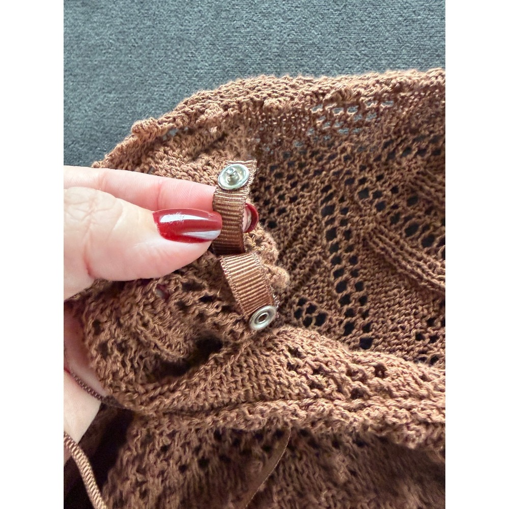 Zara Crochet Knit Sweater Dress Womens S Brown Bohemian Cottagecore Indie Boho - Picture 6 of 10